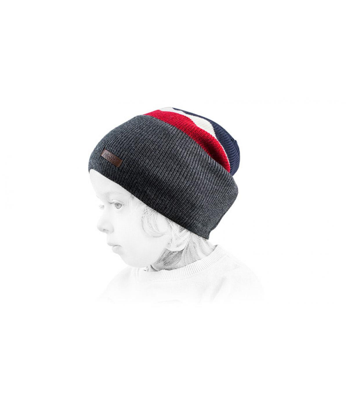 Barts gorro niño gris azul rojo